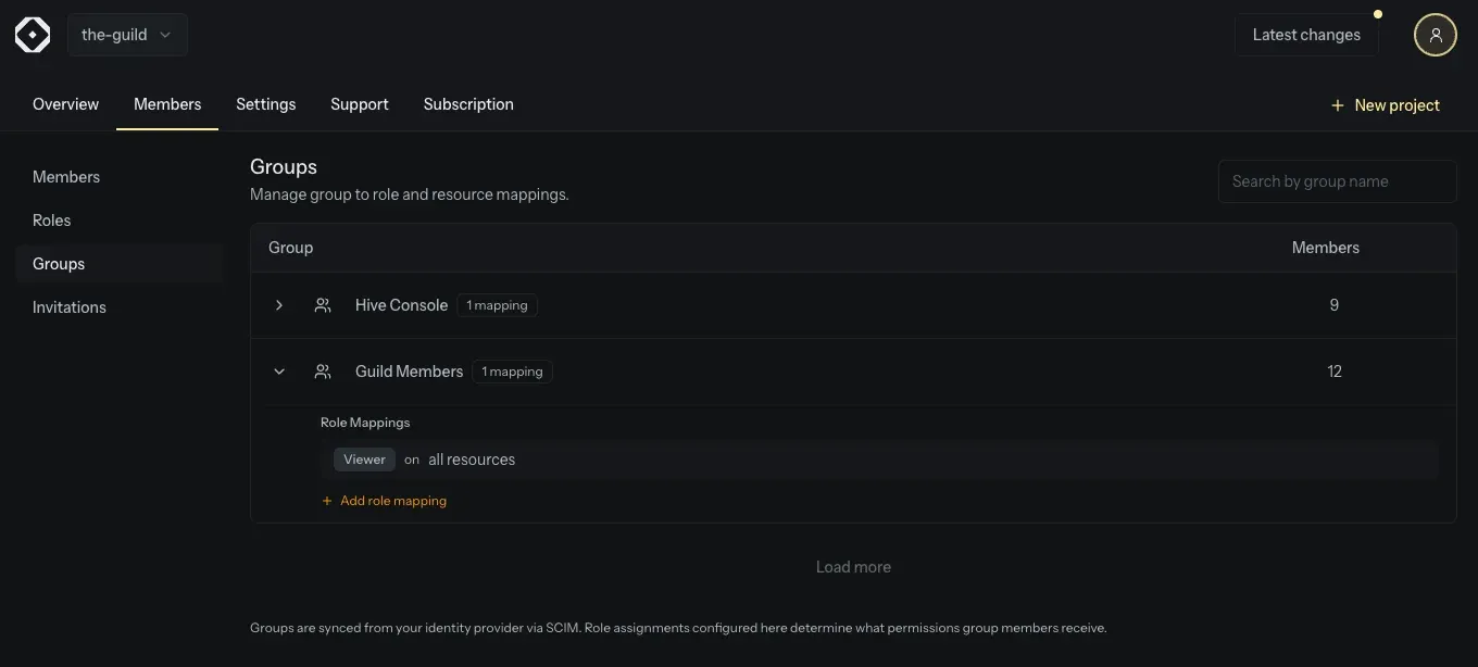SCIM group role mappings